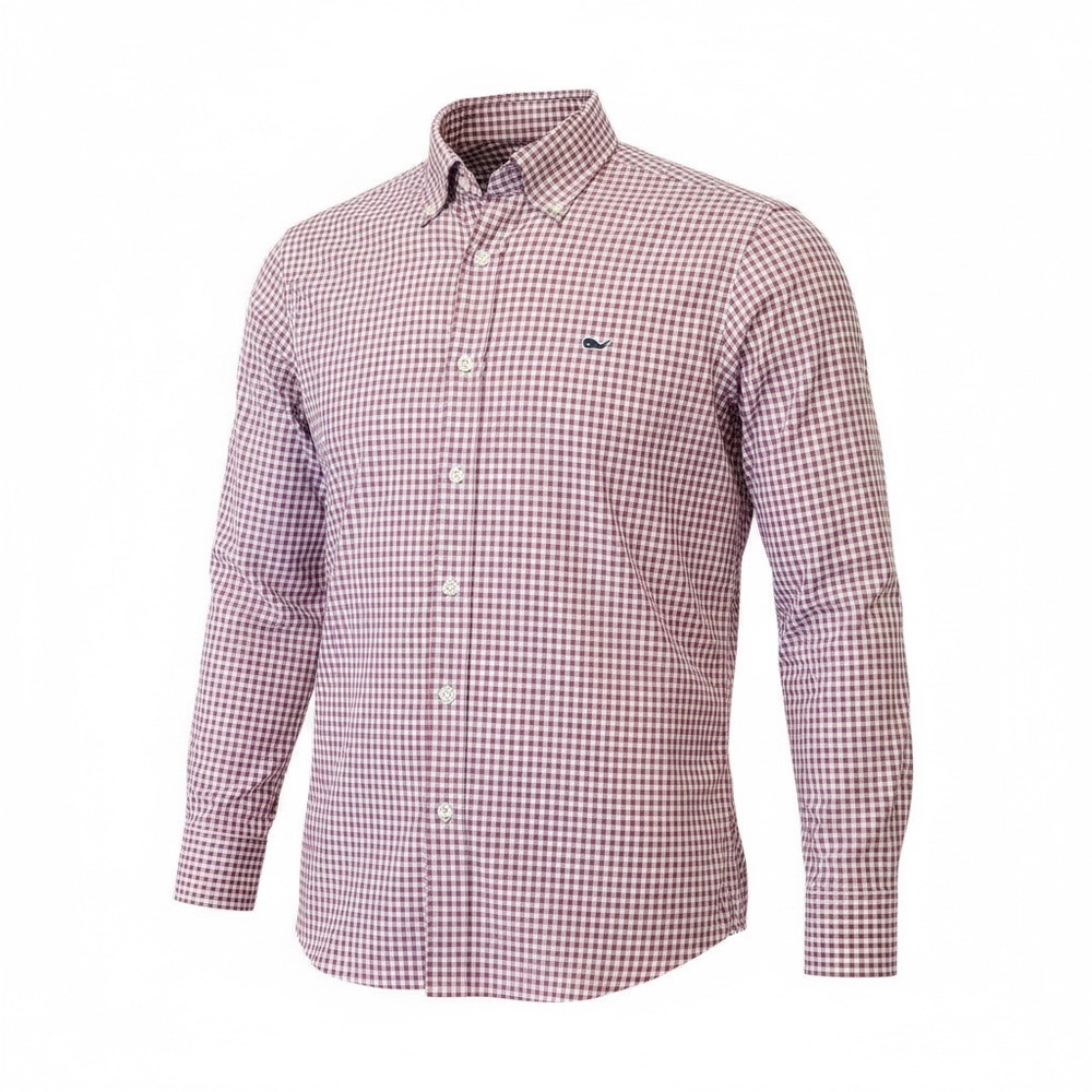 Vineyard Vines Whale Gingham Button Down Shirt 100% Cotton Large Classic Fit